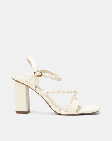  Giày Sandal Gót Cao Phối Quai Xoắn 