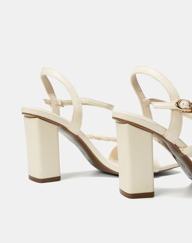  Giày Sandal Gót Cao Phối Quai Xoắn 