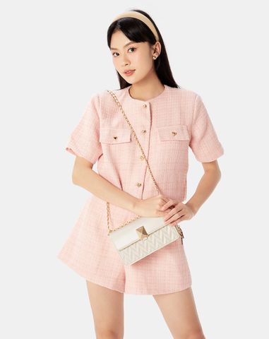  Túi Xách Nhỏ Dáng Chữ Nhật Dập Hoạ Tiết Trang Trí 