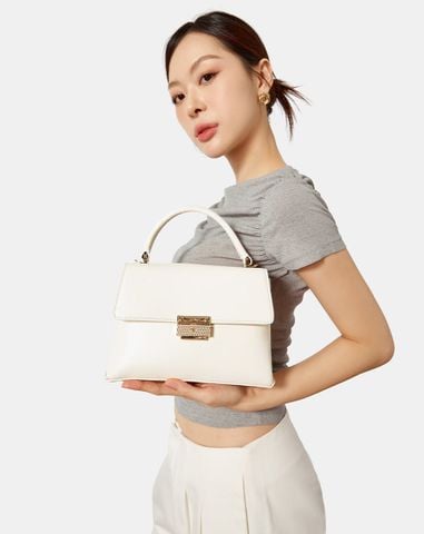  Túi Xách Nhỏ Top Handle Phối Khoá 