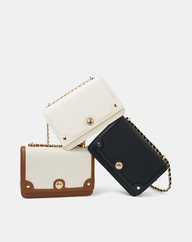  Túi Xách Nhỏ Phối Si Hoạ Tiết Sọc 