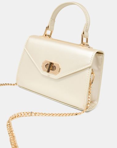  Túi Xách Nhỏ Top Handle Phối Khoá Trang Trí 