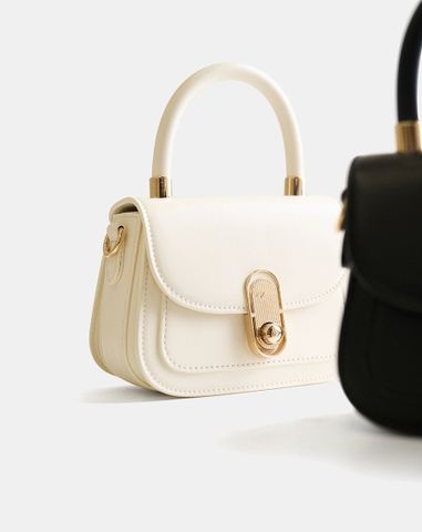  Túi Xách Nhỏ Top Handle Phối Khoá Xoay Trang Trí 