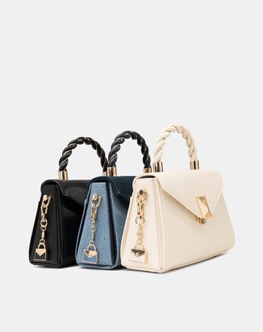  Túi Xách Nhỏ Tay Cầm Xoắn Phối Charm Trang Trí 