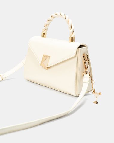  Túi Xách Nhỏ Tay Cầm Xoắn Phối Charm Trang Trí 