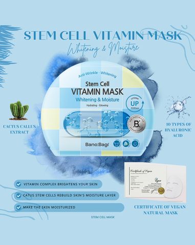  Combo 5 Mặt nạ Banobagi Stem Cell Vitamin Mask Whitening & Moisture 