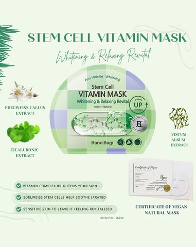 Combo 5 Mặt nạ Banobagi Stem Cell Vitamin Mask – Whitening & Relaxing Revital 