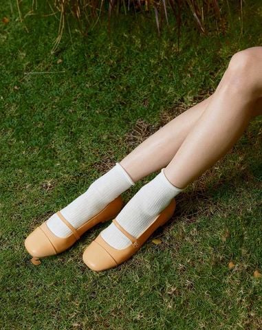  Giày Búp Bê Mary Jane Mũi Thô 