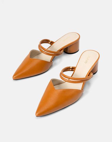  Giày mules mũi nhọn gót trụ 