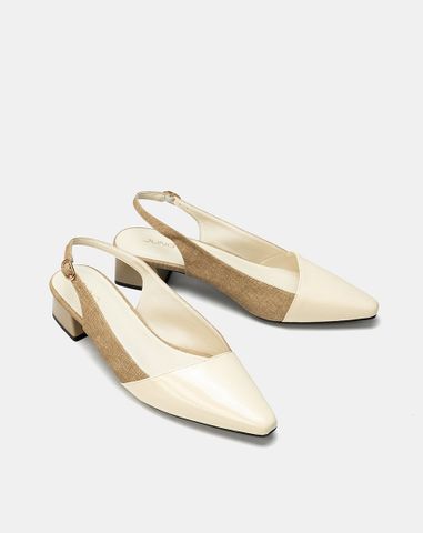  Giày Cao Gót Slingback Đắp Mũi Chéo 
