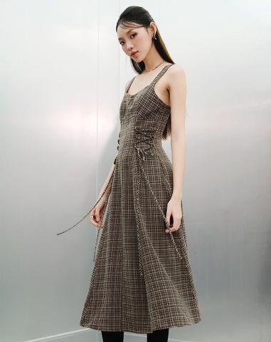  Đầm dài midi dây cột eo 