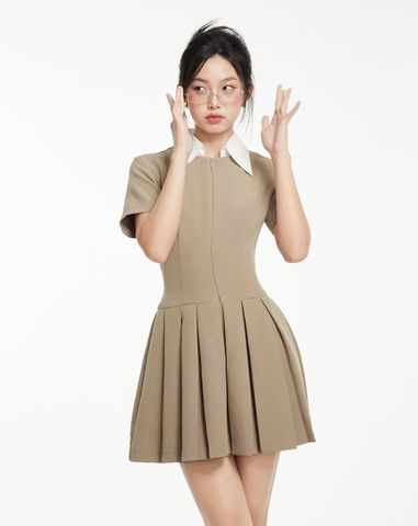  Đầm Mini phối cổ sơmi 