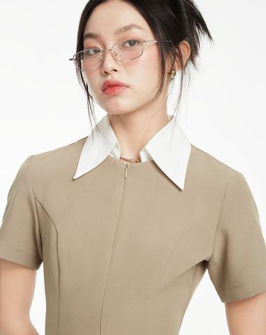  Đầm Mini phối cổ sơmi 