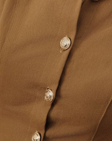  Đầm mini xếp ly phối nút gold 