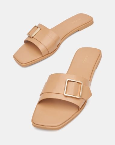  Dép mũi vuông khóa trang trí 