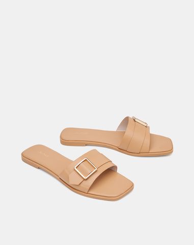  Dép mũi vuông khóa trang trí 