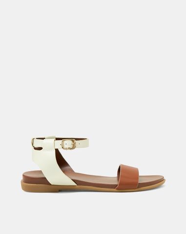  Giày Sandal Đế Bệt Quai Cổ Chân Phối Quai Ngang 