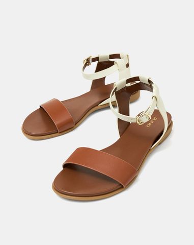  Giày Sandal Đế Bệt Quai Cổ Chân Phối Quai Ngang 