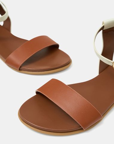  Giày Sandal Đế Bệt Quai Cổ Chân Phối Quai Ngang 