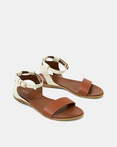  Giày Sandal Đế Bệt Quai Cổ Chân Phối Quai Ngang 