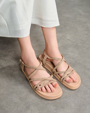  Giày Sandal Đế Bệt Quai Mảnh Chéo 