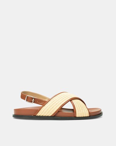  Giày Sandal Quai Chéo Phối Liệu Đan Lát 