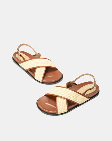  Giày Sandal Quai Chéo Phối Liệu Đan Lát 