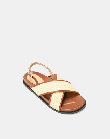  Giày Sandal Quai Chéo Phối Liệu Đan Lát 