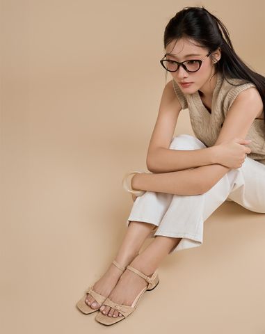  Giày Sandal Quai Đắp Phối Khóa Oval 