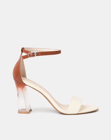  Giày Sandal Gót Trụ Quai Cổ Chân Phối Quai Ngang 