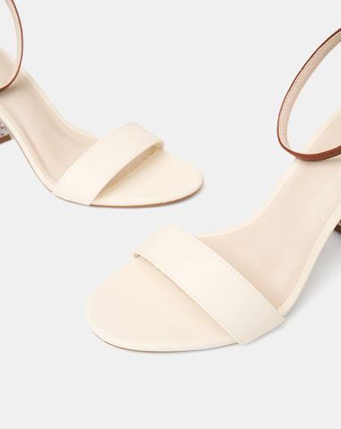  Giày Sandal Gót Trụ Quai Cổ Chân Phối Quai Ngang 