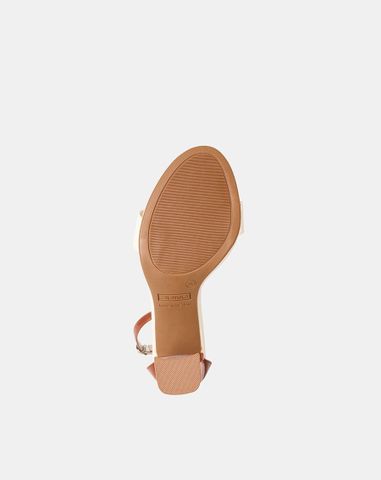  Giày Sandal Gót Trụ Quai Cổ Chân Phối Quai Ngang 