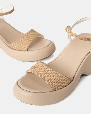  Giày Sandal Xuồng Quai Bản Lớn Phối Quai Cổ Chân 