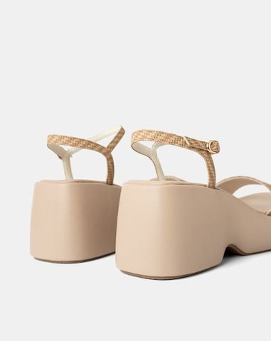  Giày Sandal Xuồng Quai Bản Lớn Phối Quai Cổ Chân 