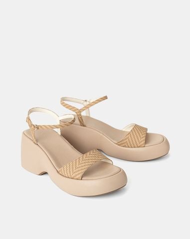  Giày Sandal Xuồng Quai Bản Lớn Phối Quai Cổ Chân 