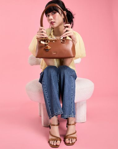  Giày Sandal Gót Cao Phối Quai Xoắn 