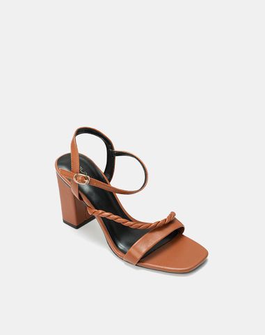  Giày Sandal Gót Cao Phối Quai Xoắn 