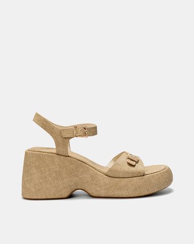  Giày Sandal Đế Xuồng Quai Phối Buckle Vuông 
