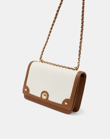  Túi Xách Nhỏ Phối Si Hoạ Tiết Sọc 