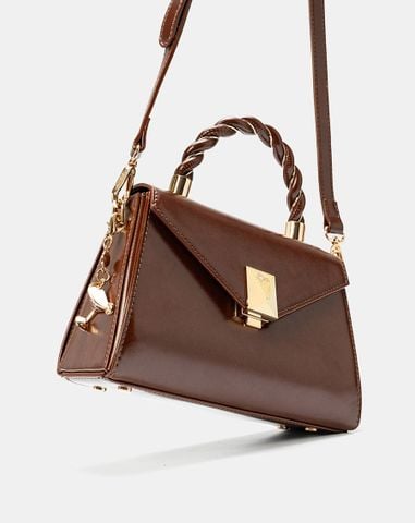  Túi Xách Nhỏ Tay Cầm Xoắn Phối Charm Trang Trí 