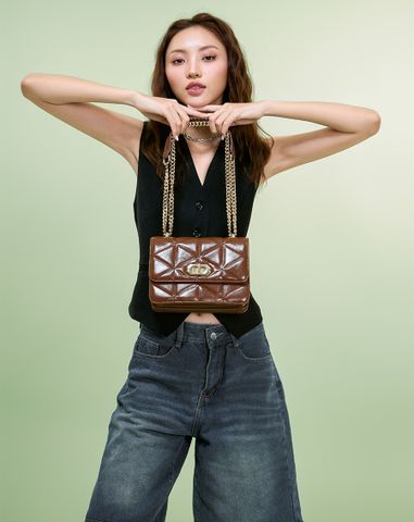  Túi Xách Nhỏ Đeo Vai Phối Khoá 