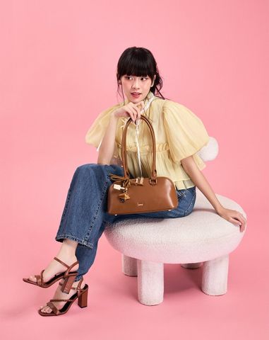  Túi Xách Trung Trang Trí Charm Croissant 