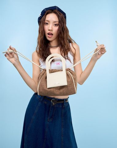  Túi Xách Trung Top Handle Bag Rút Dây 