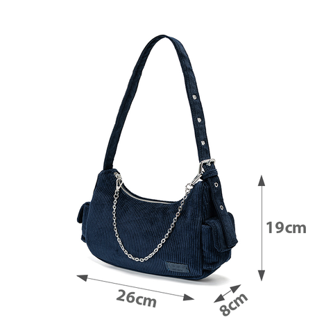  Túi Xách Nhỏ Đeo Vai Phối Vải Nhung Tăm 