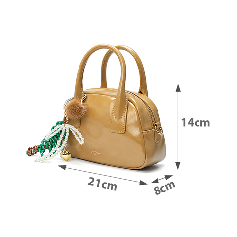 Túi Xách Nhỏ Form Bowling Phối Charm 
