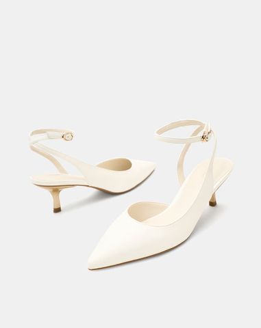  Giày Cao Gót Pump Hở Gót Quai Cổ Chân 