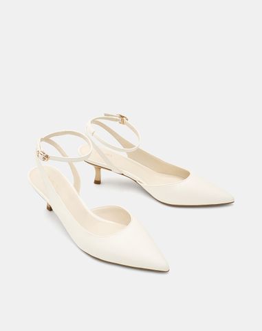  Giày Cao Gót Pump Hở Gót Quai Cổ Chân 