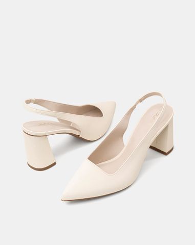  Giày Cao Gót Slingback Gót Trụ 
