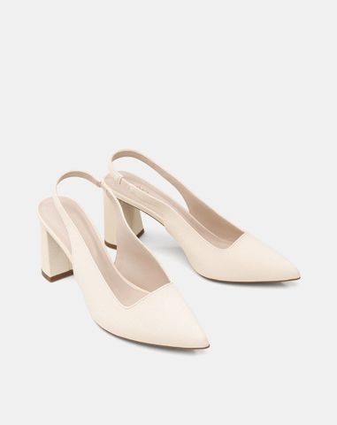  Giày Cao Gót Slingback Gót Trụ 