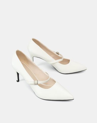  Giày Cao Gót Pump Gót Thanh Phối Quai Trang Trí 